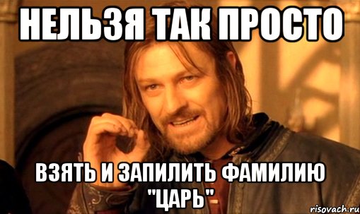 нельзя так просто взять и запилить фамилию "царь", Мем Нельзя просто так взять и (Боромир мем)