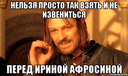 нельзя просто так взять и не извениться перед ириной афросиной, Мем Нельзя просто так взять и (Боромир мем)