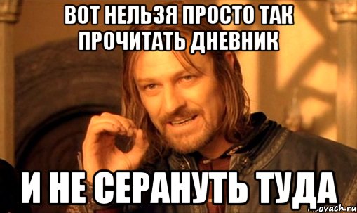 вот нельзя просто так прочитать дневник и не серануть туда, Мем Нельзя просто так взять и (Боромир мем)