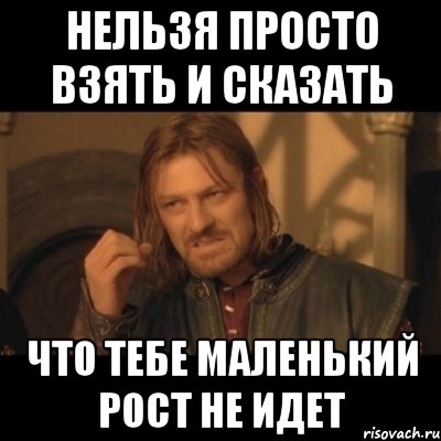 нельзя просто взять и сказать что тебе маленький рост не идет, Мем Нельзя просто взять