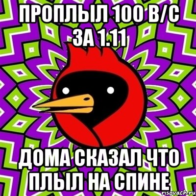 проплыл 100 в/с за 1.11 дома сказал что плыл на спине, Мем Омская птица