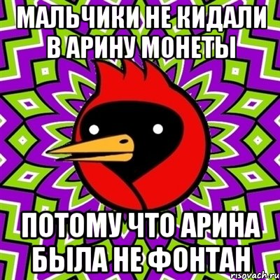 мальчики не кидали в арину монеты потому что арина была не фонтан, Мем Омская птица