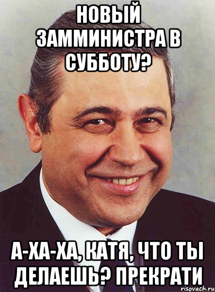 новый замминистра в субботу? а-ха-ха, катя, что ты делаешь? прекрати, Мем петросян