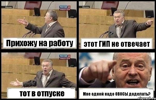 Прихожу на работу этот ГИП не отвечает тот в отпуске Мне одной надо ОВОСЫ доделать?, Комикс с Жириновским