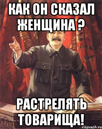 как он сказал женщина ? растрелять товарища!, Мем  сталин цветной