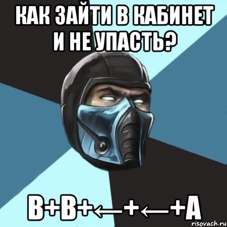 как зайти в кабинет и не упасть? b+b+←+←+a, Мем Саб-Зиро