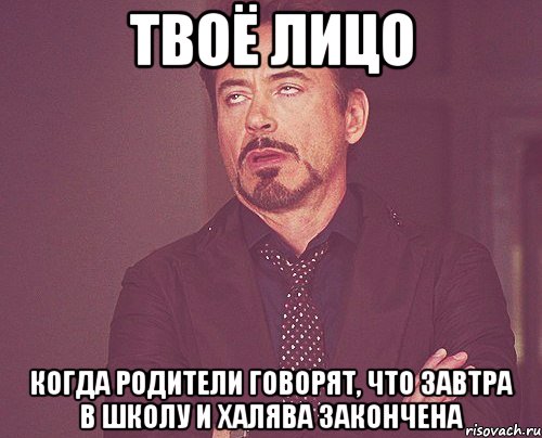 твоё лицо когда родители говорят, что завтра в школу и халява закончена, Мем твое выражение лица