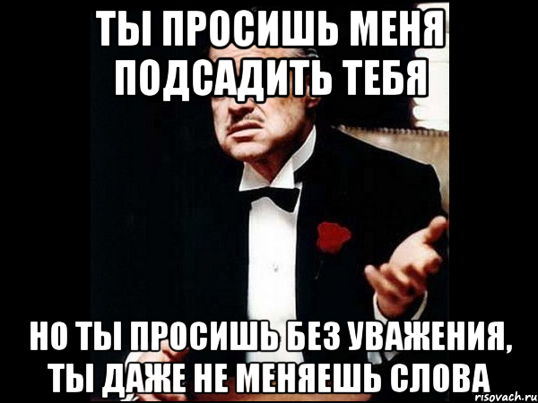 ты просишь меня подсадить тебя но ты просишь без уважения, ты даже не меняешь слова, Мем ты делаешь это без уважения