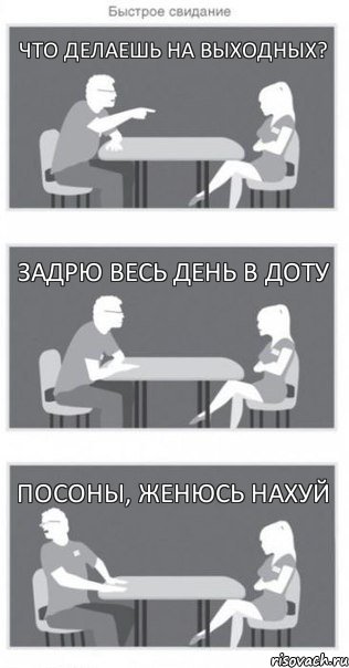 что делаешь на выходных? задрю весь день в доту посоны, женюсь нахуй