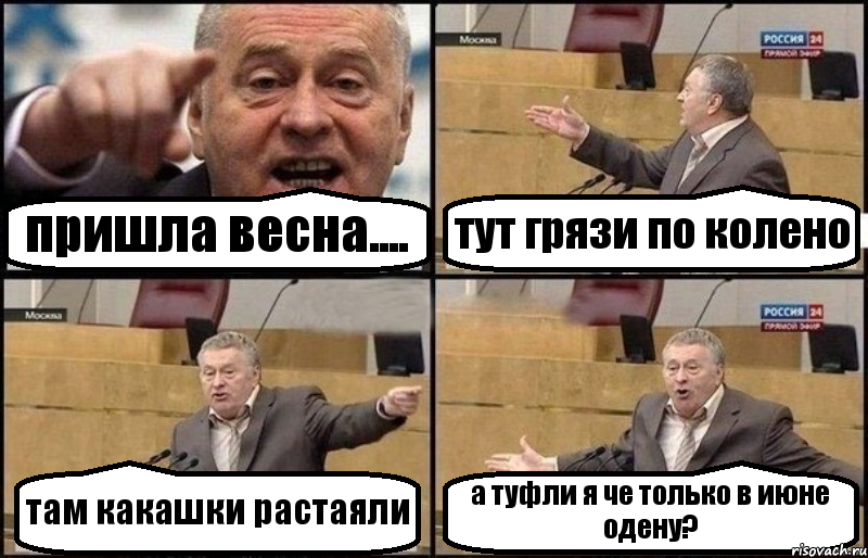 пришла весна.... тут грязи по колено там какашки растаяли а туфли я че только в июне одену?, Комикс Жириновский