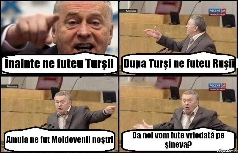 Înainte ne futeu Turşii Dupa Turşi ne futeu Ruşîi Amuia ne fut Moldovenii noştri Da noi vom fute vriodată pe şineva?, Комикс Жириновский