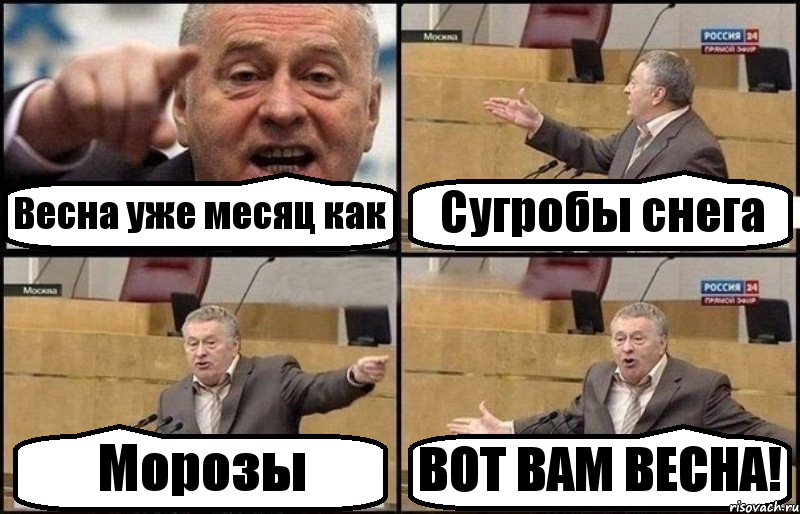 Весна уже месяц как Сугробы снега Морозы ВОТ ВАМ ВЕСНА!, Комикс Жириновский