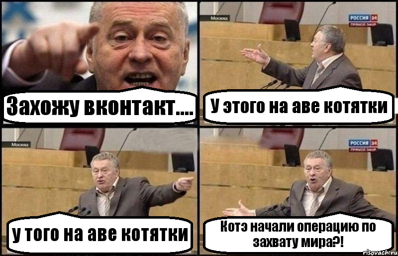 Захожу вконтакт.... У этого на аве котятки у того на аве котятки Котэ начали операцию по захвату мира?!, Комикс Жириновский