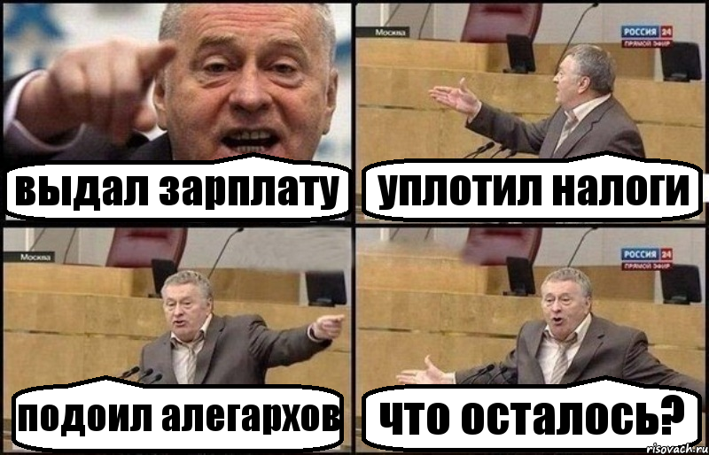 выдал зарплату уплотил налоги подоил алегархов что осталось?, Комикс Жириновский