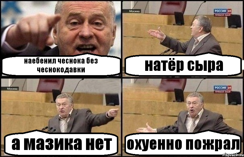 наебенил чеснока без чеснокодавки натёр сыра а мазика нет охуенно пожрал, Комикс Жириновский