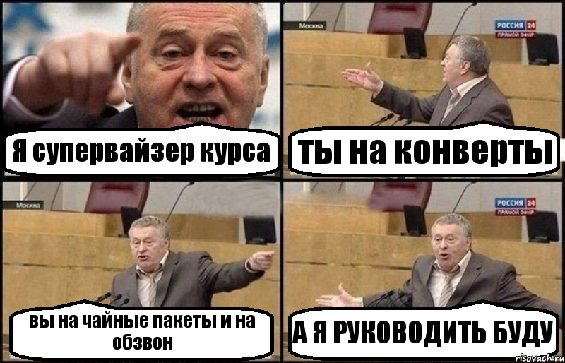 Я супервайзер курса ты на конверты вы на чайные пакеты и на обзвон А Я РУКОВОДИТЬ БУДУ, Комикс Жириновский