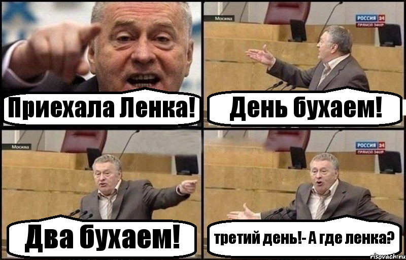 Приехала Ленка! День бухаем! Два бухаем! третий день!- А где ленка?, Комикс Жириновский