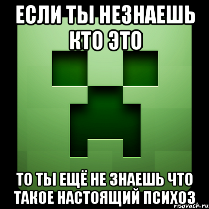 если ты незнаешь кто это то ты ещё не знаешь что такое настоящий психоз, Мем Creeper