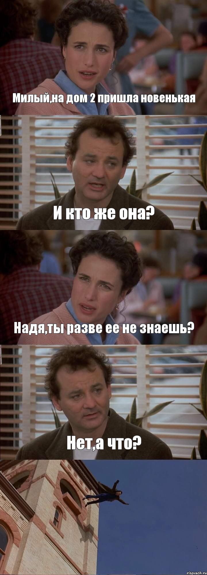 Милый,на дом 2 пришла новенькая И кто же она? Надя,ты разве ее не знаешь? Нет,а что? 