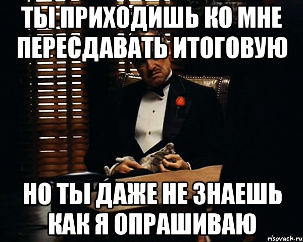 ты приходишь ко мне пересдавать итоговую но ты даже не знаешь как я опрашиваю, Мем Дон Вито Корлеоне