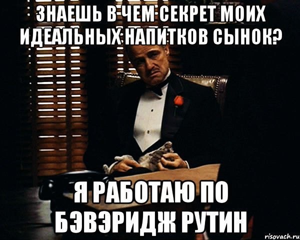 знаешь в чем секрет моих идеальных напитков сынок? я работаю по бэвэридж рутин, Мем Дон Вито Корлеоне