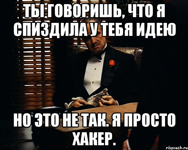 ты говоришь, что я спиздила у тебя идею но это не так. я просто хакер., Мем Дон Вито Корлеоне