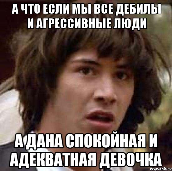 а что если мы все дебилы и агрессивные люди а дана спокойная и адекватная девочка, Мем А что если (Киану Ривз)