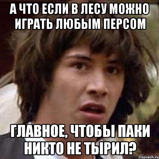 а что если в лесу можно играть любым персом главное, чтобы паки никто не тырил?, Мем А что если (Киану Ривз)