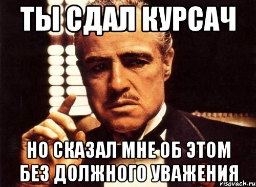 ты сдал курсач но сказал мне об этом без должного уважения, Мем крестный отец