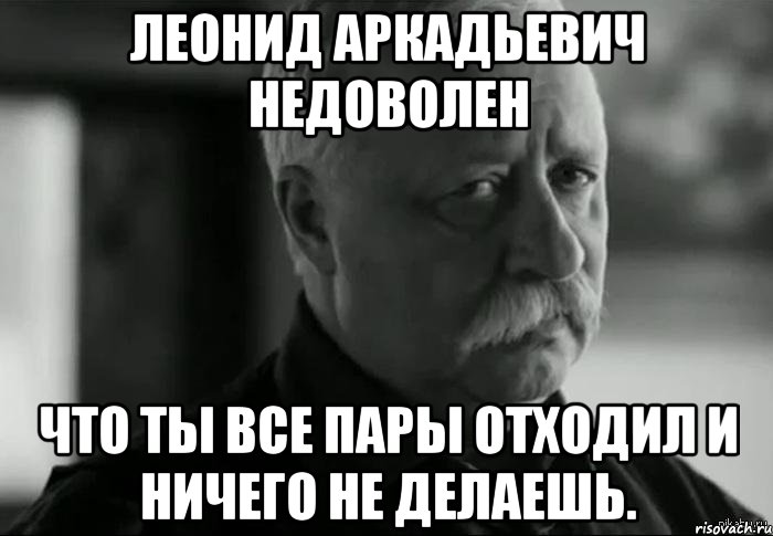 леонид аркадьевич недоволен что ты все пары отходил и ничего не делаешь.