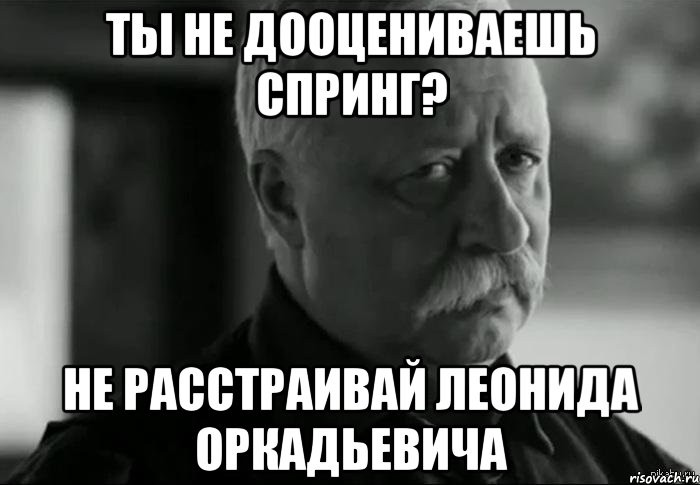 ты не дооцениваешь спринг? не расстраивай леонида оркадьевича, Мем Не расстраивай Леонида Аркадьевича