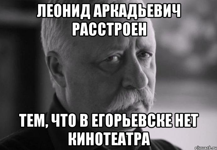 леонид аркадьевич расстроен тем, что в егорьевске нет кинотеатра, Мем Не расстраивай Леонида Аркадьевича