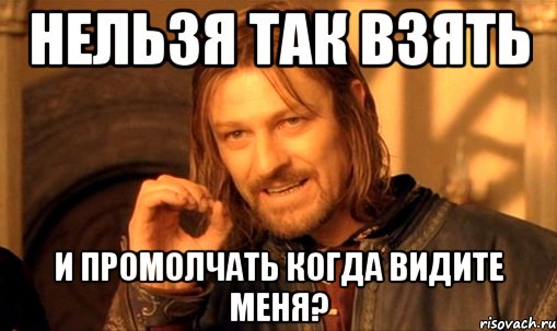 нельзя так взять и промолчать когда видите меня?, Мем Нельзя просто так взять и (Боромир мем)