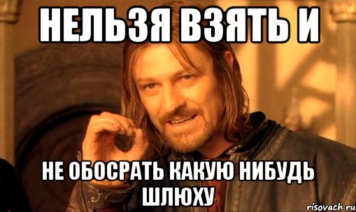 нельзя взять и не обосрать какую нибудь шлюху, Мем Нельзя просто так взять и (Боромир мем)