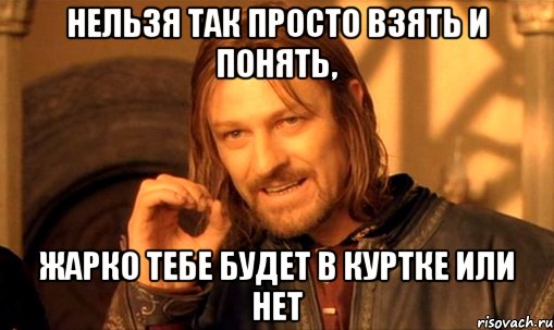 нельзя так просто взять и понять, жарко тебе будет в куртке или нет, Мем Нельзя просто так взять и (Боромир мем)