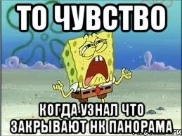 то чувство когда узнал что закрывают нк панорама, Мем Спанч Боб плачет