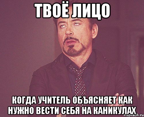 твоё лицо когда учитель объясняет как нужно вести себя на каникулах, Мем твое выражение лица