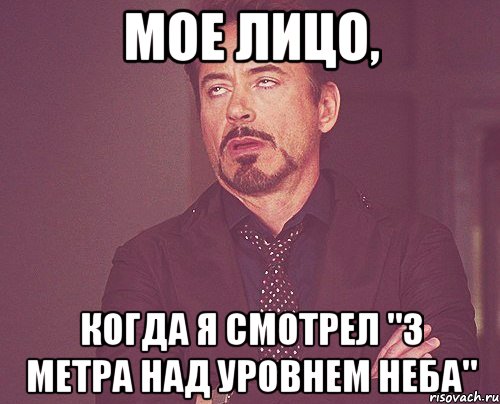 мое лицо, когда я смотрел "3 метра над уровнем неба", Мем твое выражение лица