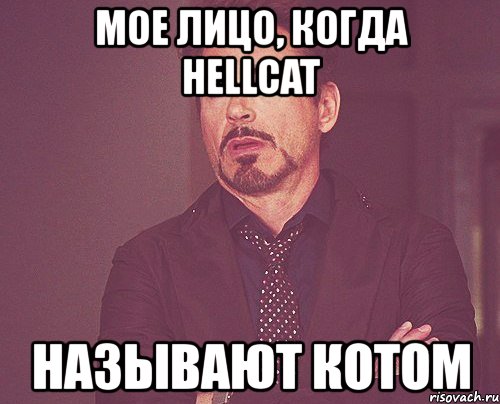 мое лицо, когда hellcat называют котом, Мем твое выражение лица