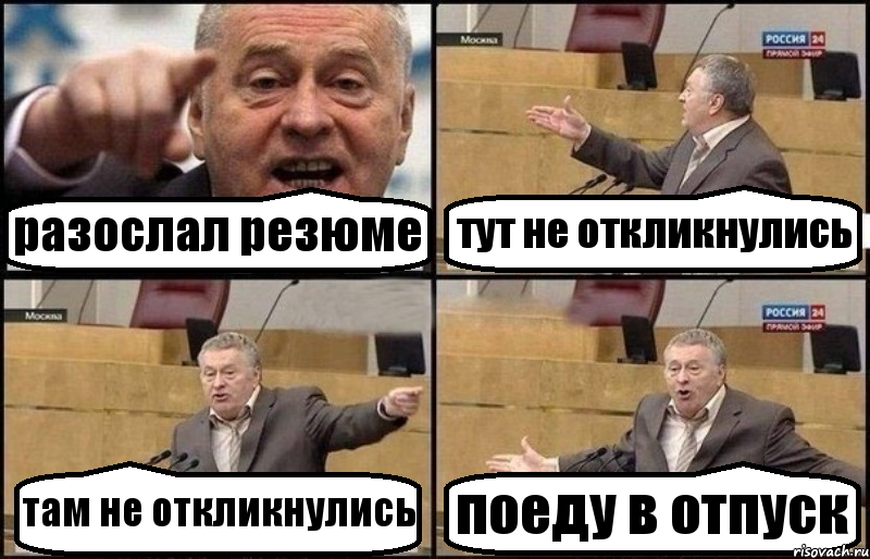 разослал резюме тут не откликнулись там не откликнулись поеду в отпуск, Комикс Жириновский