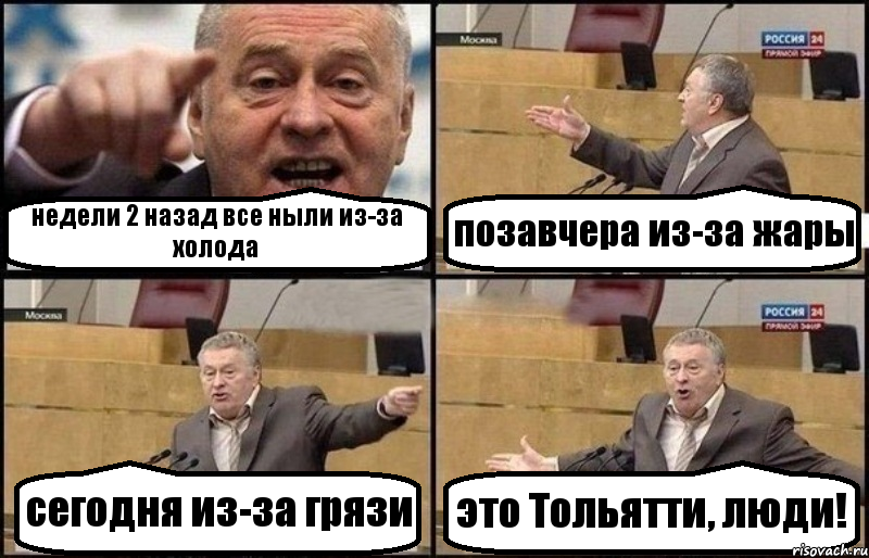 недели 2 назад все ныли из-за холода позавчера из-за жары сегодня из-за грязи это Тольятти, люди!, Комикс Жириновский