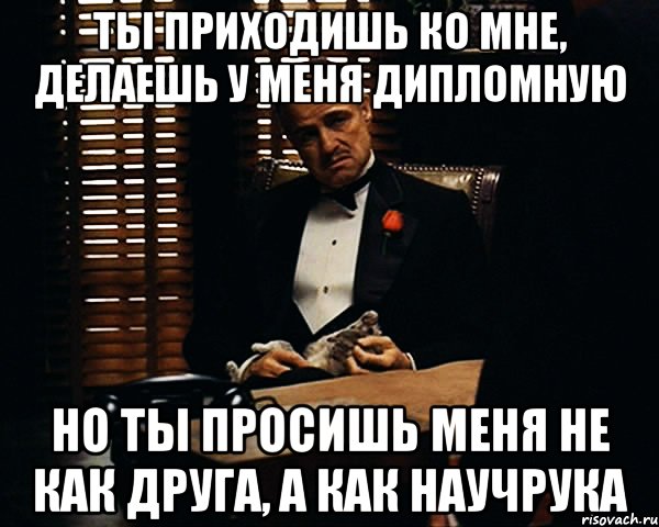 ты приходишь ко мне, делаешь у меня дипломную но ты просишь меня не как друга, а как научрука, Мем Дон Вито Корлеоне