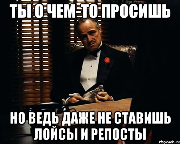 ты о чем-то просишь но ведь даже не ставишь лойсы и репосты, Мем Дон Вито Корлеоне