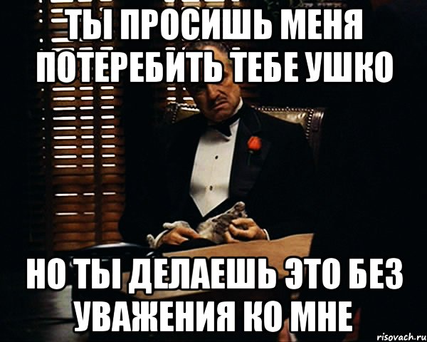 ты просишь меня потеребить тебе ушко но ты делаешь это без уважения ко мне, Мем Дон Вито Корлеоне