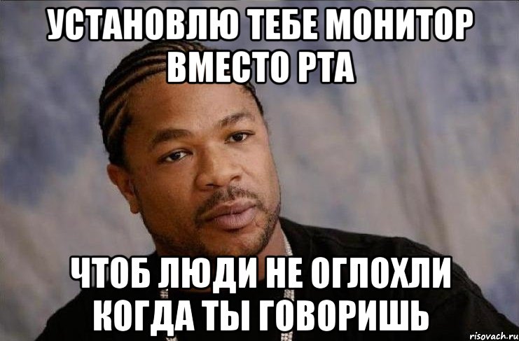 Бог ты что оглох. Xzibit Мем. Экзибит монитор. Мистер экзибит Мем. Встроили монитор экзибит.