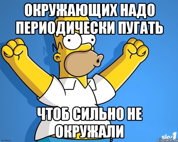 окружающих надо периодически пугать чтоб сильно не окружали, Мем    Гомер