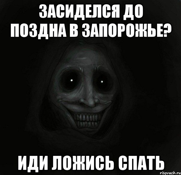 засиделся до поздна в запорожье? иди ложись спать, Мем Ночной гость