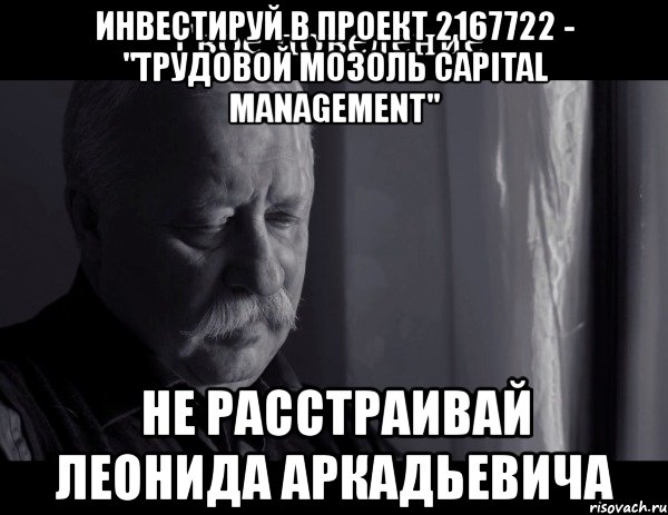 инвестируй в проект 2167722 - "трудовой мозоль capital management" не расстраивай леонида аркадьевича