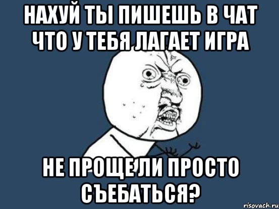 нахуй ты пишешь в чат что у тебя лагает игра не проще ли просто съебаться?, Мем Ну почему