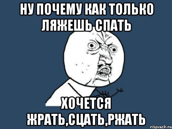 ну почему как только ляжешь спать хочется жрать,сцать,ржать, Мем Ну почему